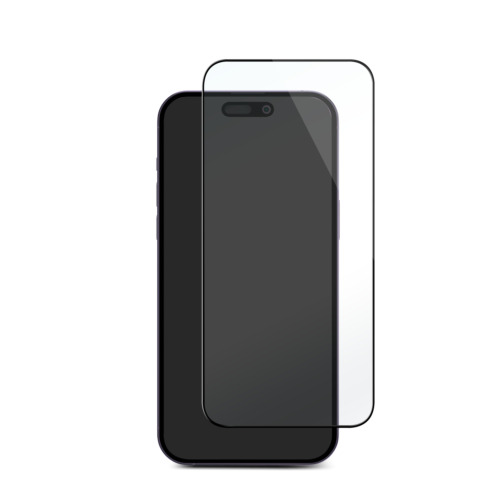 Deltaco Skærmbeskytter til iPhone 15, hærdet glas, privacy filter, 2.5D, 9H, oleofobisk