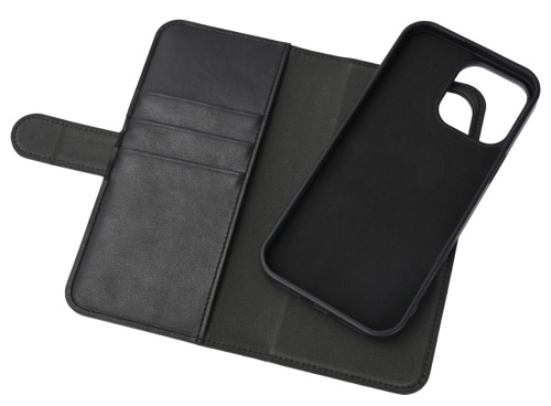 Essentials iPhone 13/14/15 PU wallet, detach, recycled, 3 cards, Sort